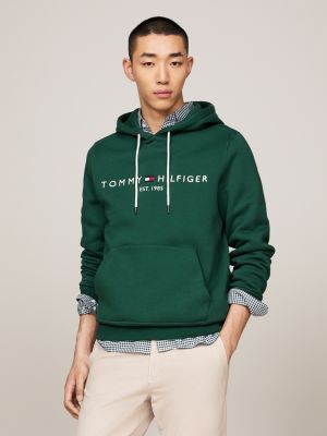 Hoodie met trekkoord en geborduurd logo Groen Tommy Hilfiger