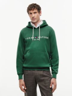 Logo Embroidery Fleece Drawstring Hoody — Green 1