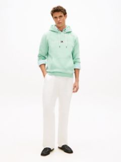 Logo Embroidery Fleece Drawstring Hoody — Green 3