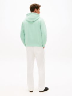 Logo Embroidery Fleece Drawstring Hoody — Green 4