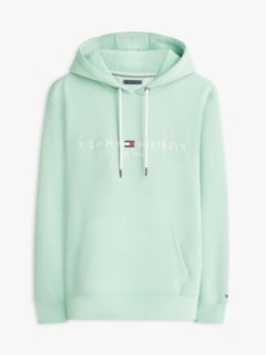 Logo Embroidery Fleece Drawstring Hoody — Green 5