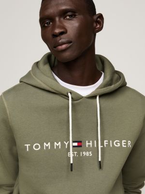 Hoodie met trekkoord en geborduurd logo Groen Tommy Hilfiger