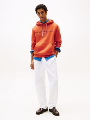 orange logo embroidery hoody for men tommy hilfiger