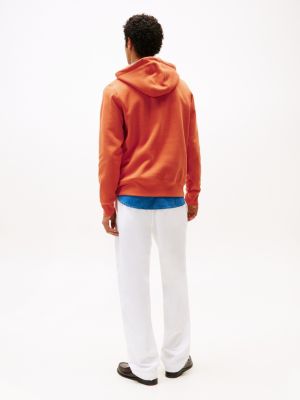 orange logo embroidery hoody for men tommy hilfiger