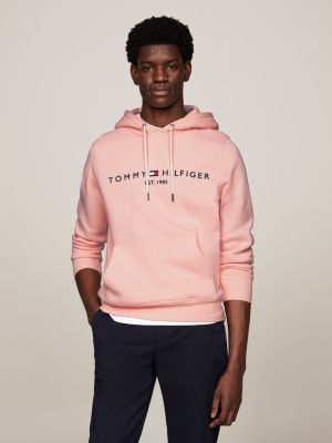 pink regular fit hoodie mit aufgesticktem logo für herren - tommy hilfiger