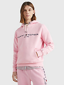 rosa hoodie aus flex-fleece mit logo für herren - tommy hilfiger