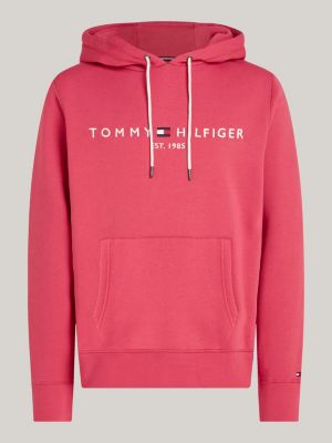 felpa con cappuccio, lacci e logo rosa da uomini tommy hilfiger