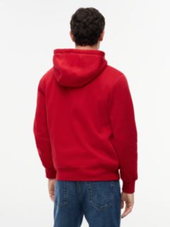 Logo Embroidery Fleece Drawstring Hoody — Red 4