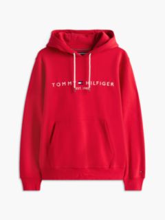 Logo Embroidery Fleece Drawstring Hoody — Red 6