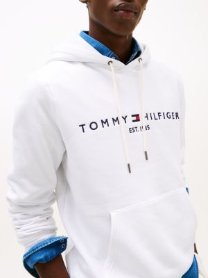 white logo embroidery hoody for men tommy hilfiger