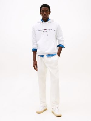 white logo embroidery hoody for men tommy hilfiger