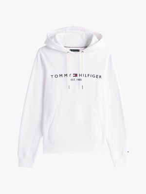 white logo embroidery hoody for men tommy hilfiger