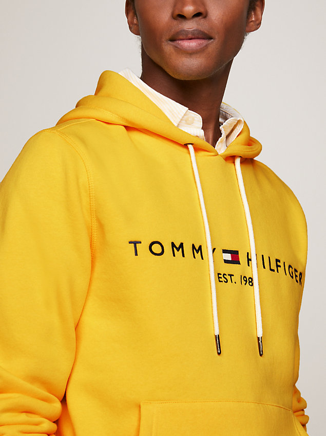 yellow logo regular fit hoody for men tommy hilfiger