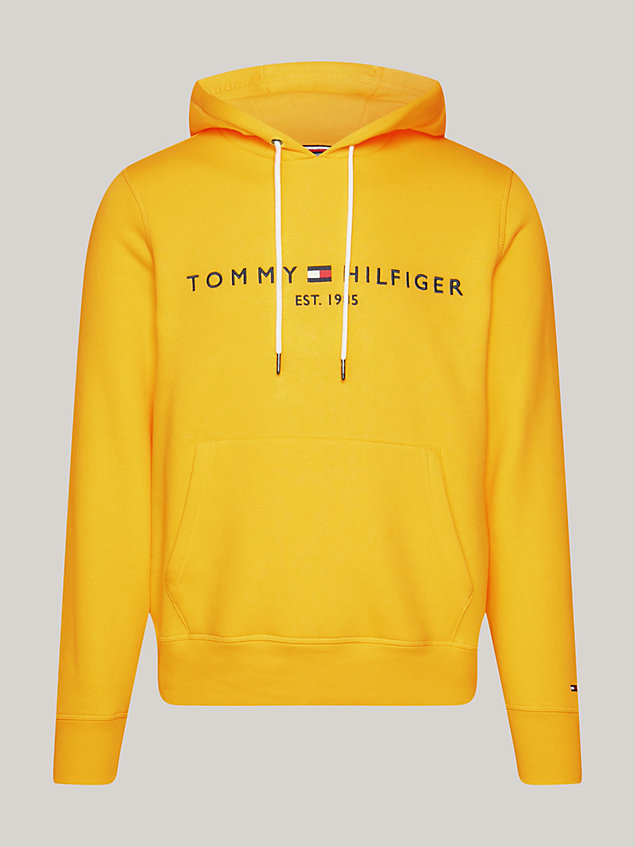 yellow logo regular fit hoody for men tommy hilfiger