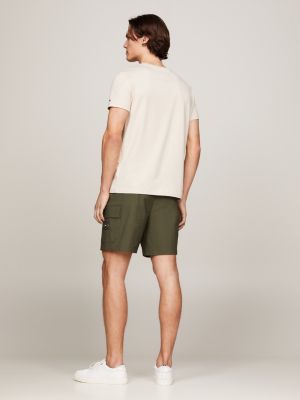 beige logo embroidery slim t-shirt for men tommy hilfiger