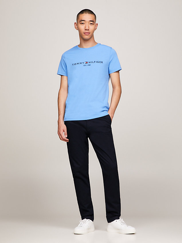 blue slim fit t-shirt met logo voor heren - tommy hilfiger