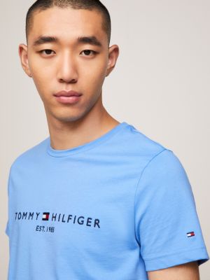Slim Fit T-Shirt mit aufgesticktem Logo | Blau | Tommy Hilfiger