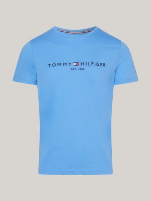 Slim Fit T-Shirt mit aufgesticktem Logo | Blau | Tommy Hilfiger