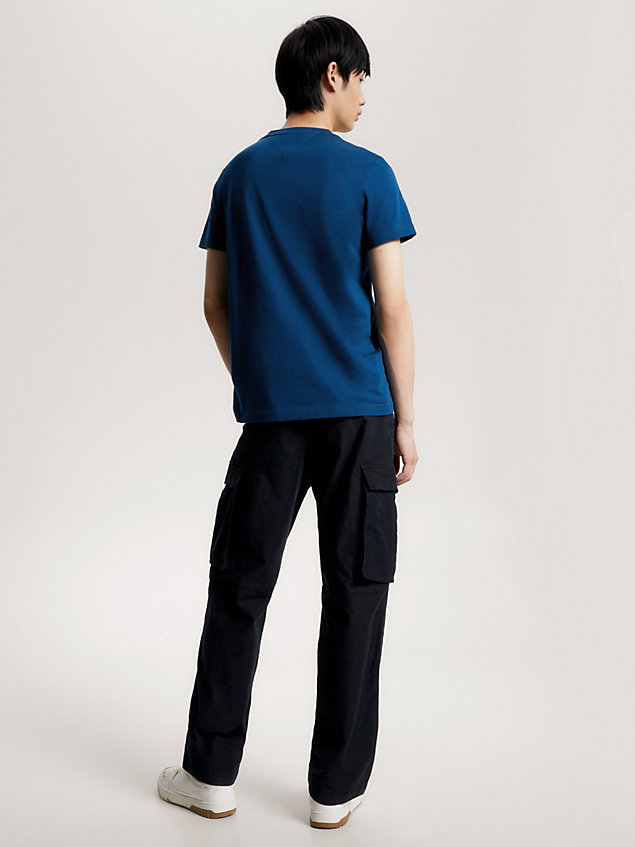 blue logo slim fit crew neck t-shirt for men tommy hilfiger