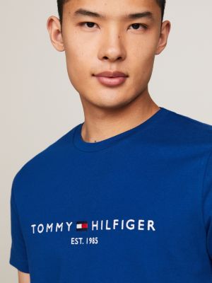Slim Fit T-Shirt mit aufgesticktem Logo | Blau | Tommy Hilfiger