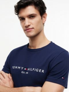 Logo Embroidery Slim Jersey T-Shirt — Blue 3