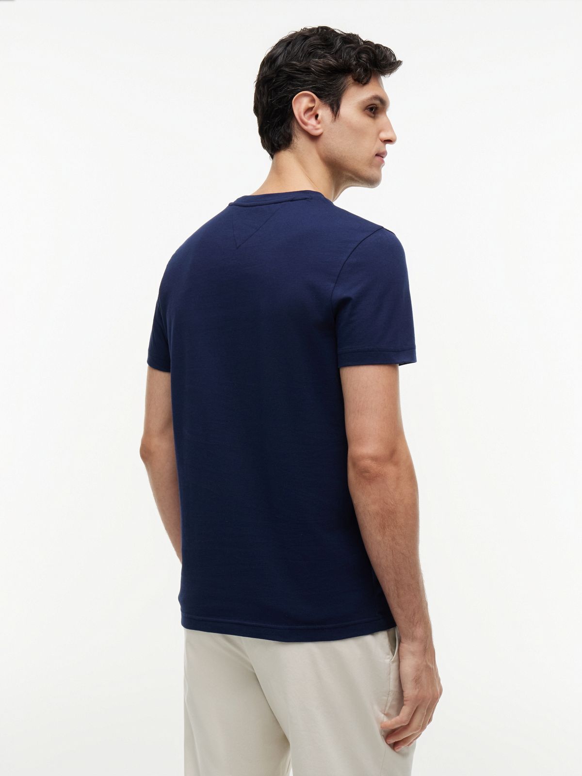 Logo Embroidery Slim Jersey T-Shirt — Blue