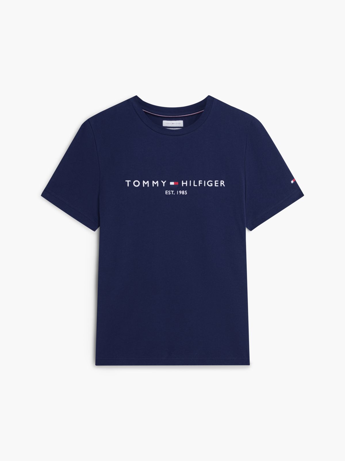Logo Embroidery Slim Jersey T-Shirt — Blue
