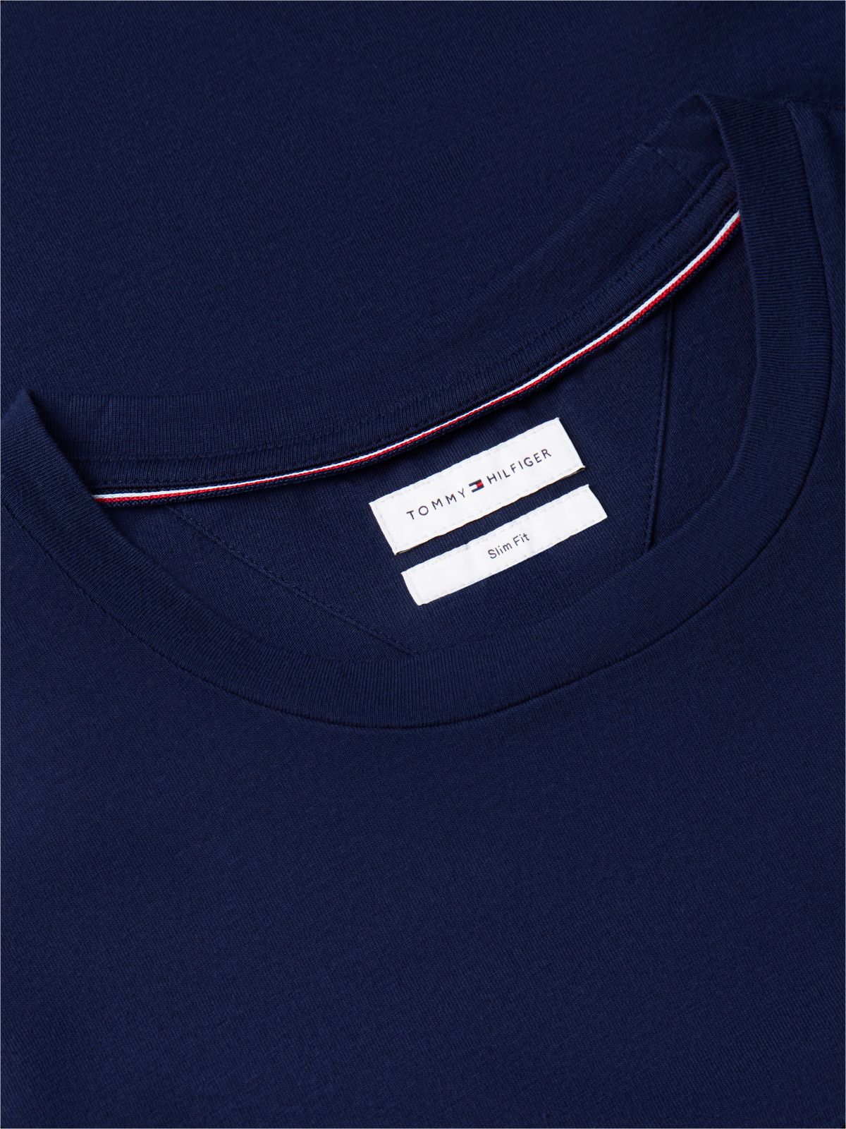 Logo Embroidery Slim Jersey T-Shirt — Blue