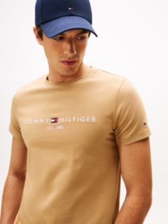 Logo Embroidery Slim Jersey T-Shirt — Beige 2