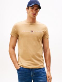 Logo Embroidery Slim Jersey T-Shirt — Beige 1