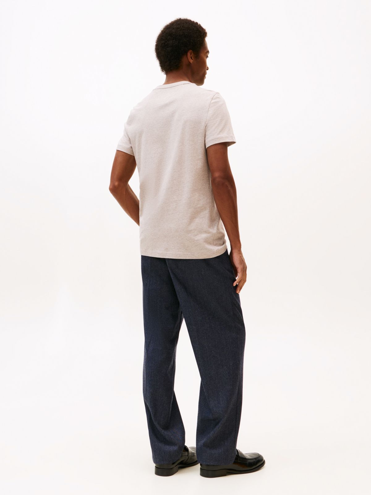Logo Embroidery Slim Jersey T-Shirt — Grey