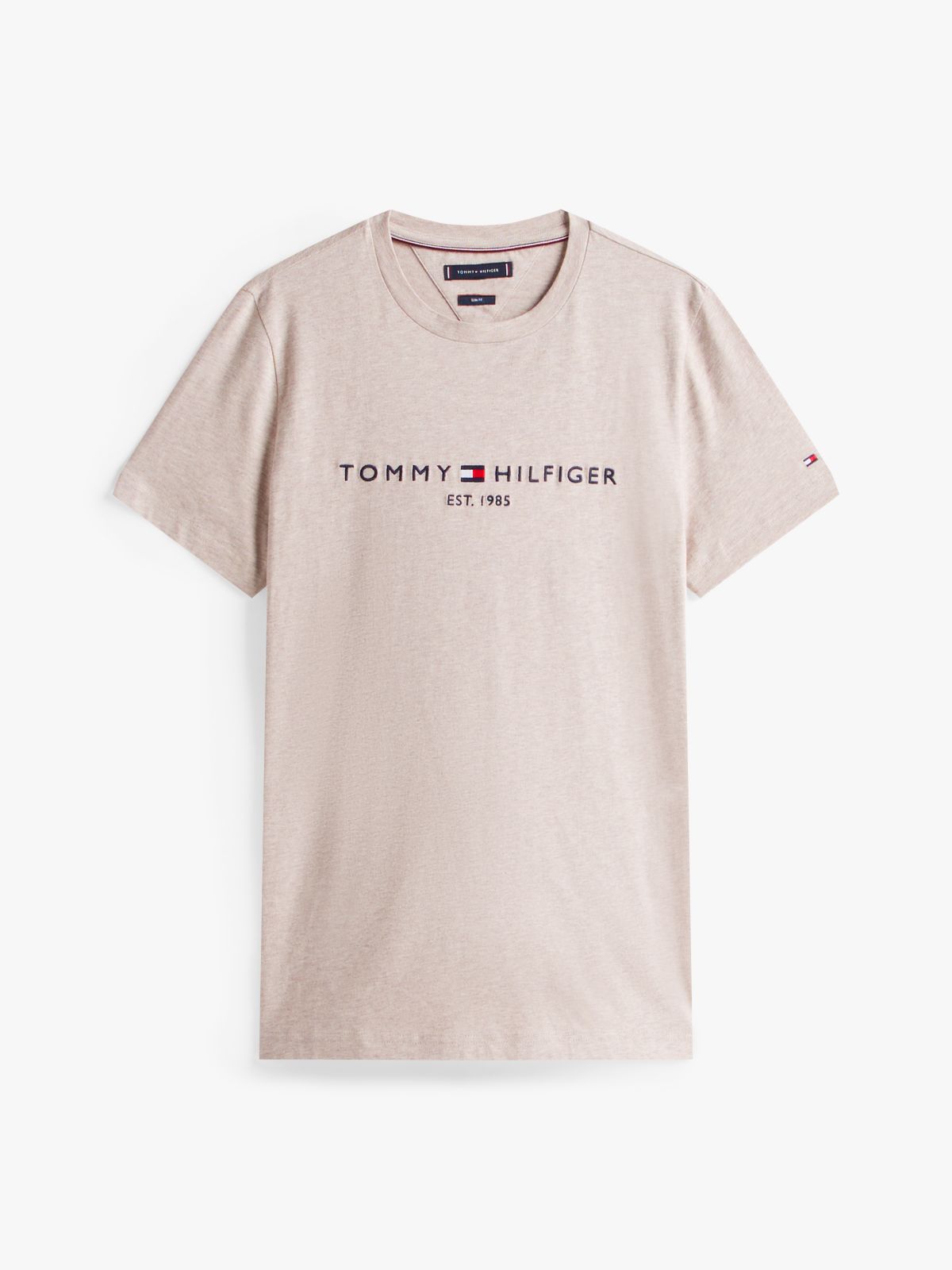 Logo Embroidery Slim Jersey T-Shirt — Grey