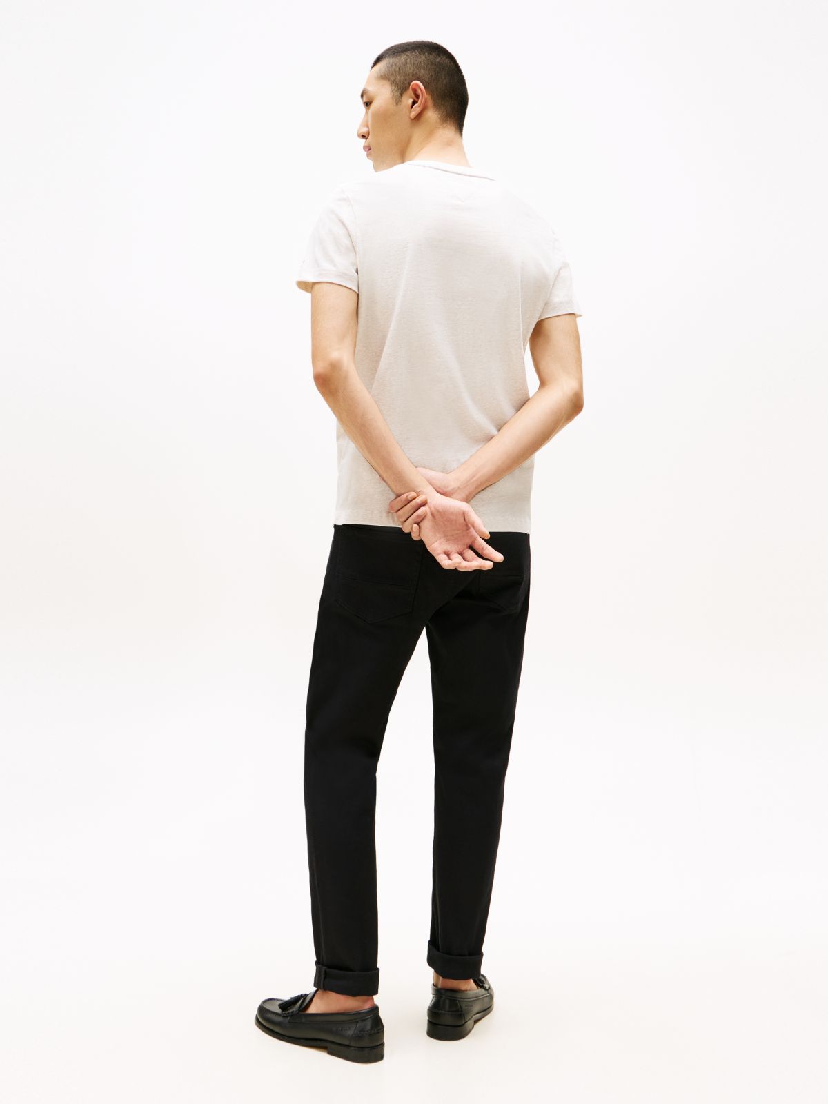 Logo Embroidery Slim Jersey T-Shirt — Beige