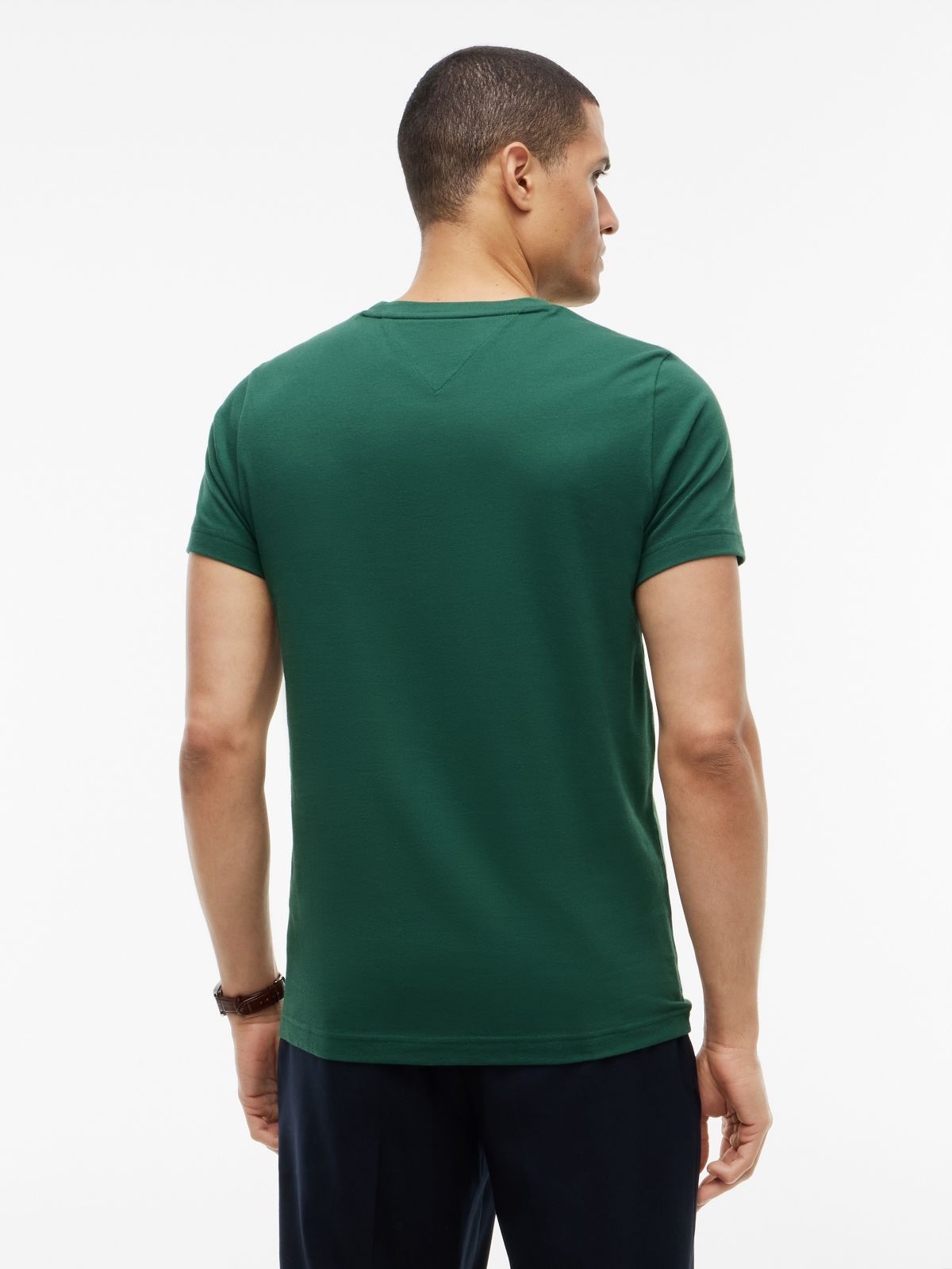 Logo Embroidery Slim Jersey T-Shirt — Green