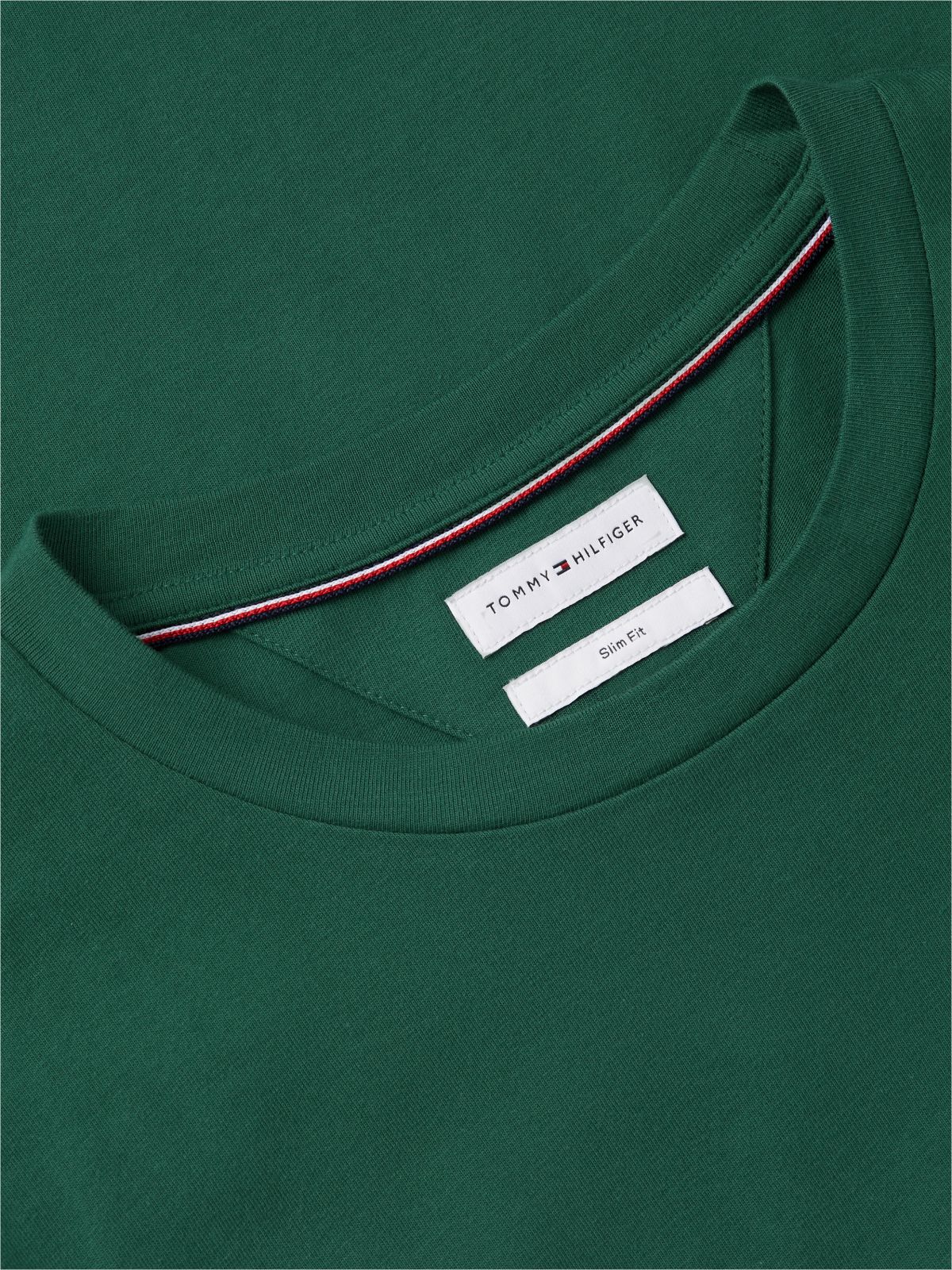 Logo Embroidery Slim Jersey T-Shirt — Green