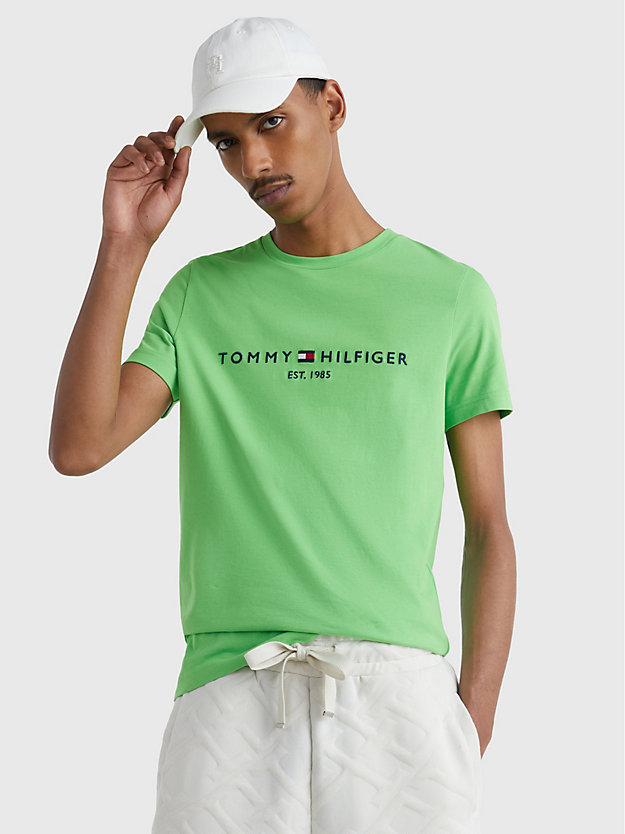 ONWAAR Geplooid Willen Slim fit jersey T-shirt met logo | GROEN | Tommy Hilfiger
