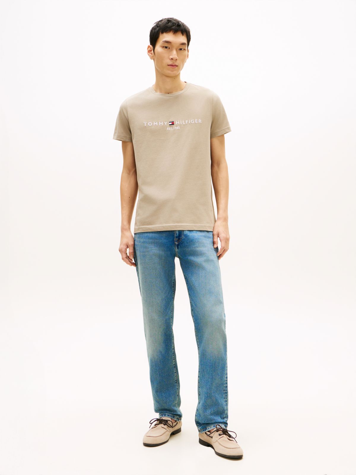 Logo Embroidery Slim Jersey T-Shirt — Green