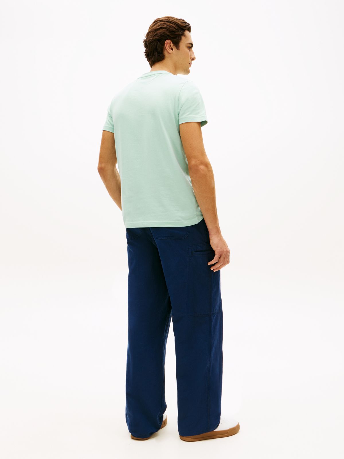Logo Embroidery Slim Jersey T-Shirt — Green