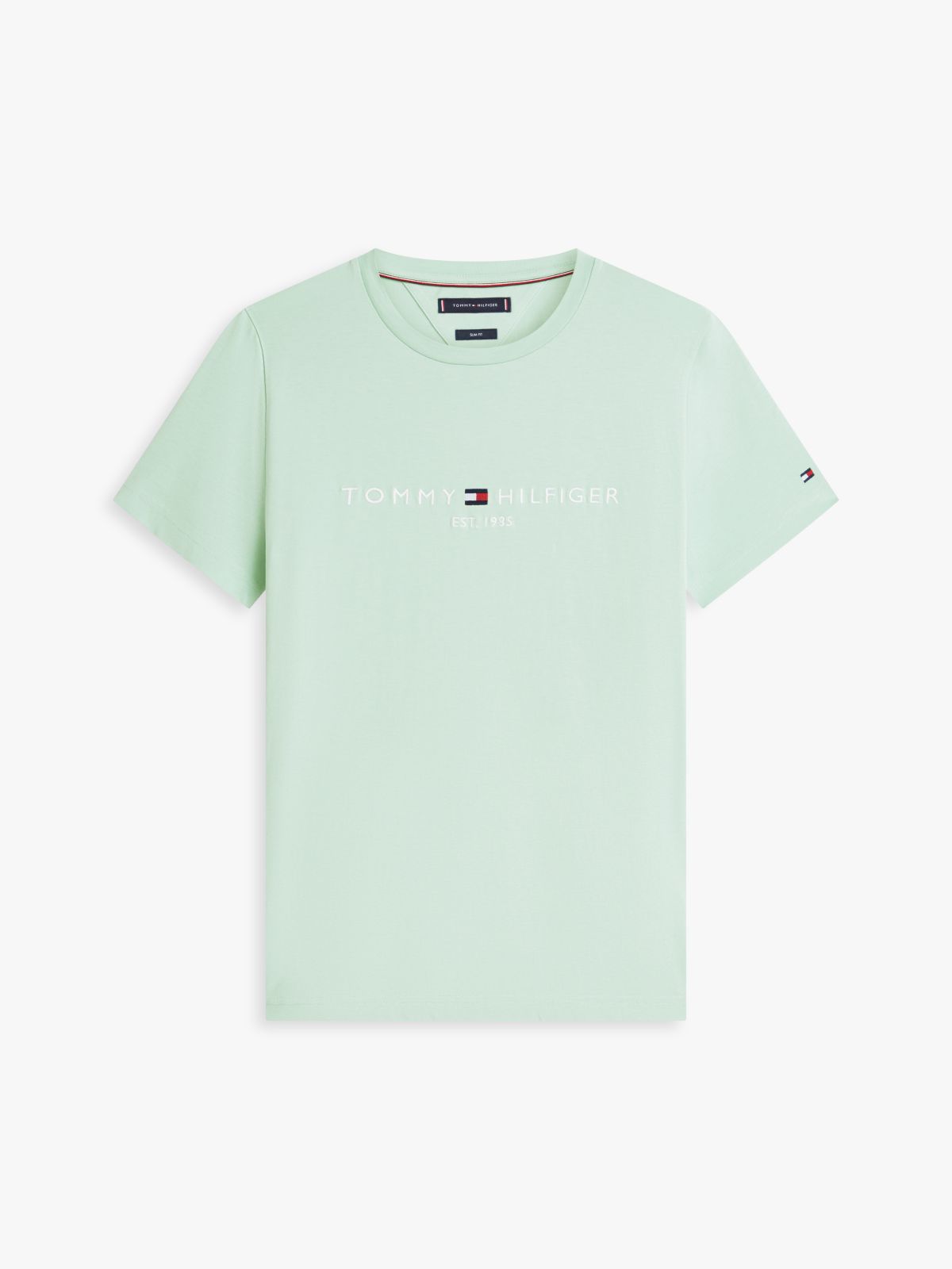 Logo Embroidery Slim Jersey T-Shirt — Green