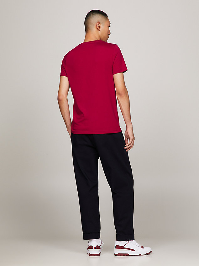red slim fit t-shirt met logo voor heren - tommy hilfiger
