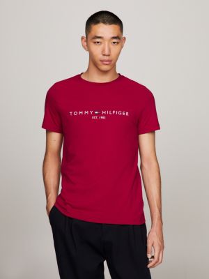 Logo Embroidery Slim Fit T-Shirt | Red | Tommy Hilfiger