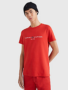 red logo slim fit jersey t-shirt for men tommy hilfiger