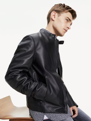 tommy hilfiger black leather jacket