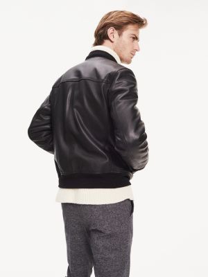 tommy hilfiger leather bomber jacket