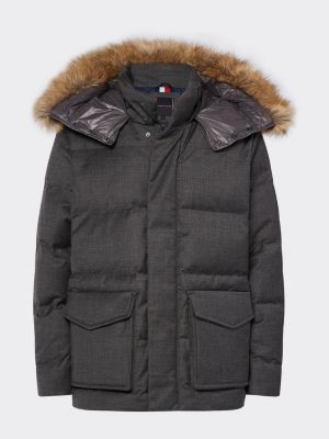 grey puffer jacket with hood