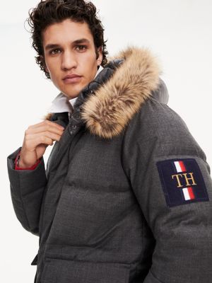 puffer fur hooded jacket