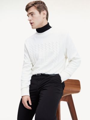 Monogram Cable Knit Jumper | WHITE | Tommy Hilfiger