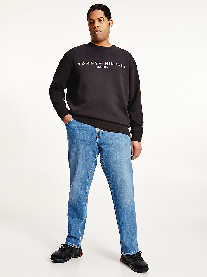 black plus crew neck logo sweatshirt for men tommy hilfiger