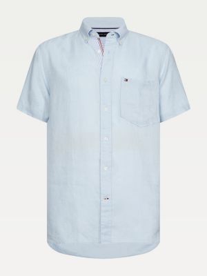 tommy hilfiger linen short sleeve shirt