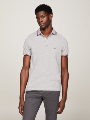 Slim fit polo van biologisch katoen Grijs Tommy Hilfiger